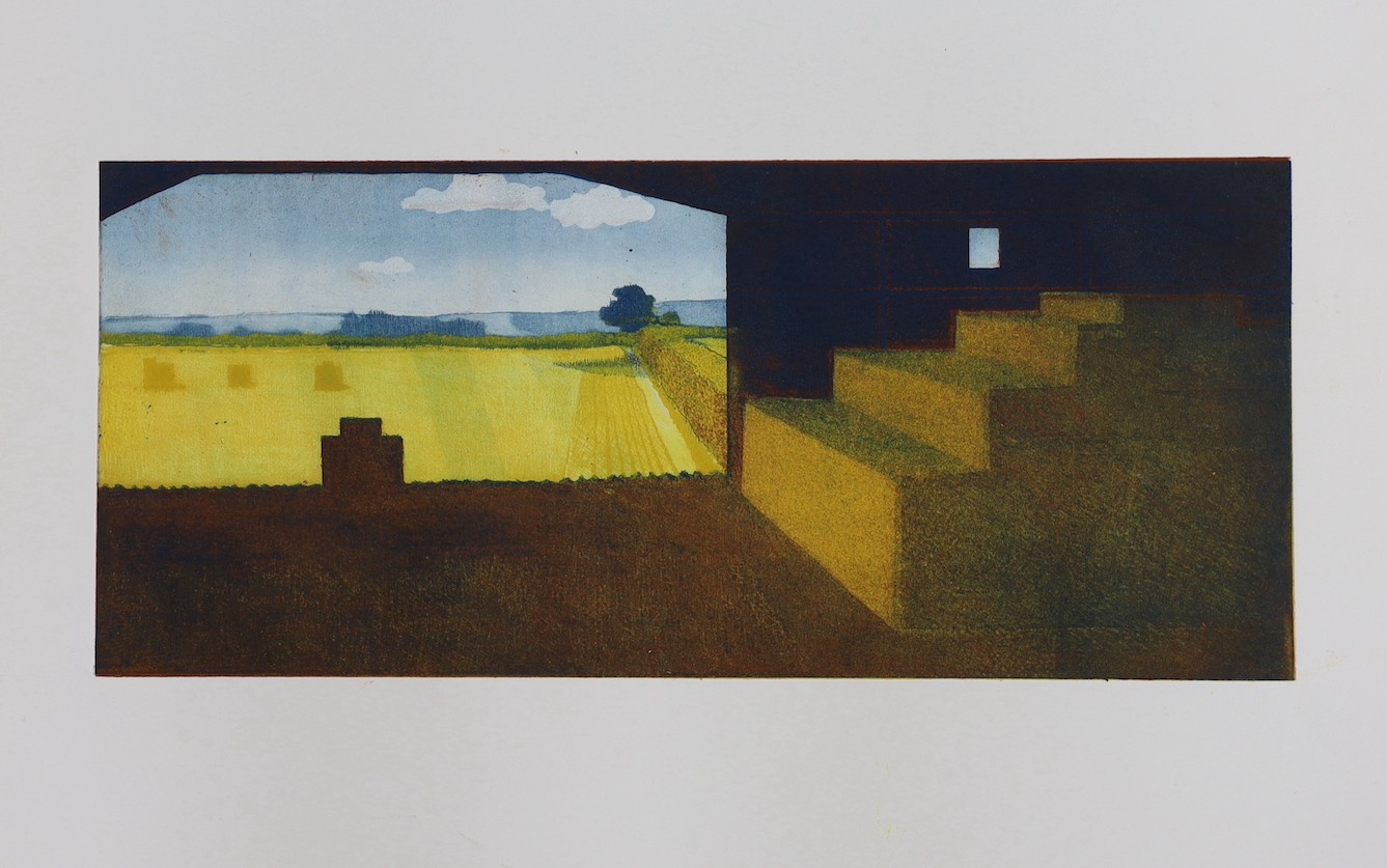 Cedric Horner (1937 - 2003), eight limited edition etchings, Plantation in Winter 29/50, Firework 6/50, The Visit 19/50, Christmas Tree 2/25 and 14/25, Fairground Figure, together with a figure sketch (8)